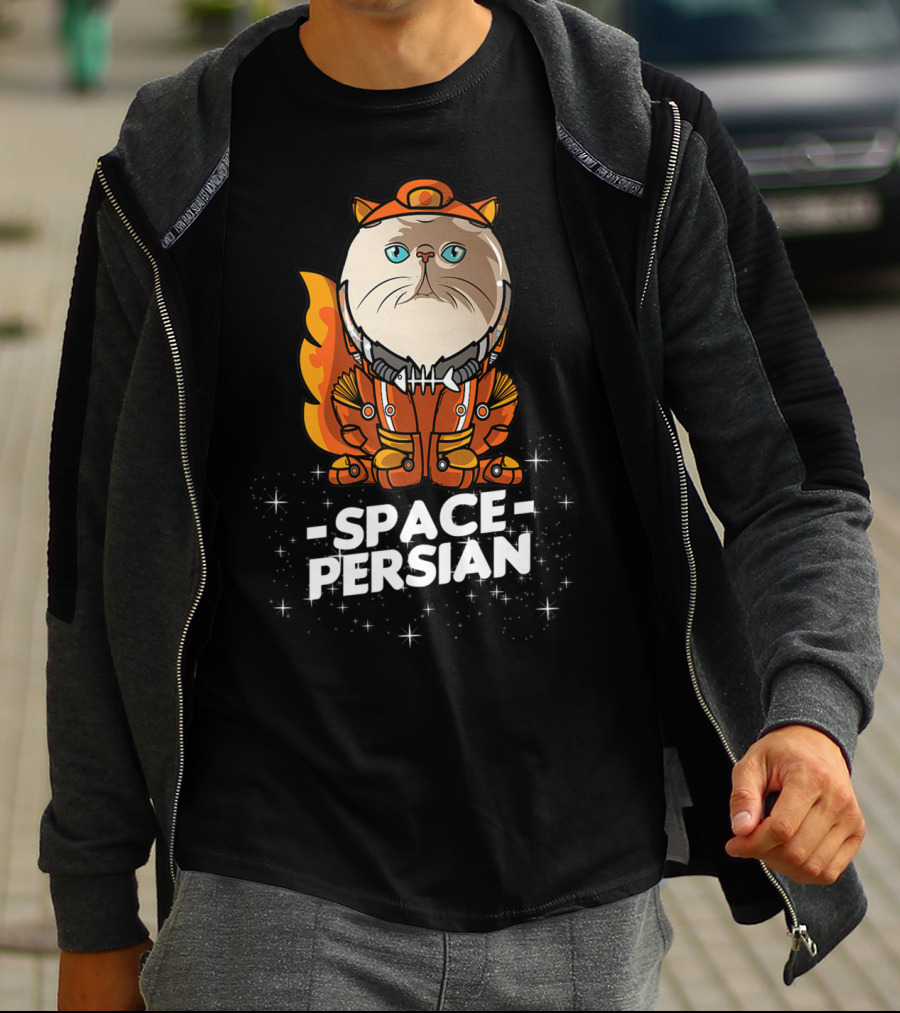 Space Persian Cat In Astronaut Suit With Christmas Flair T-Shirt