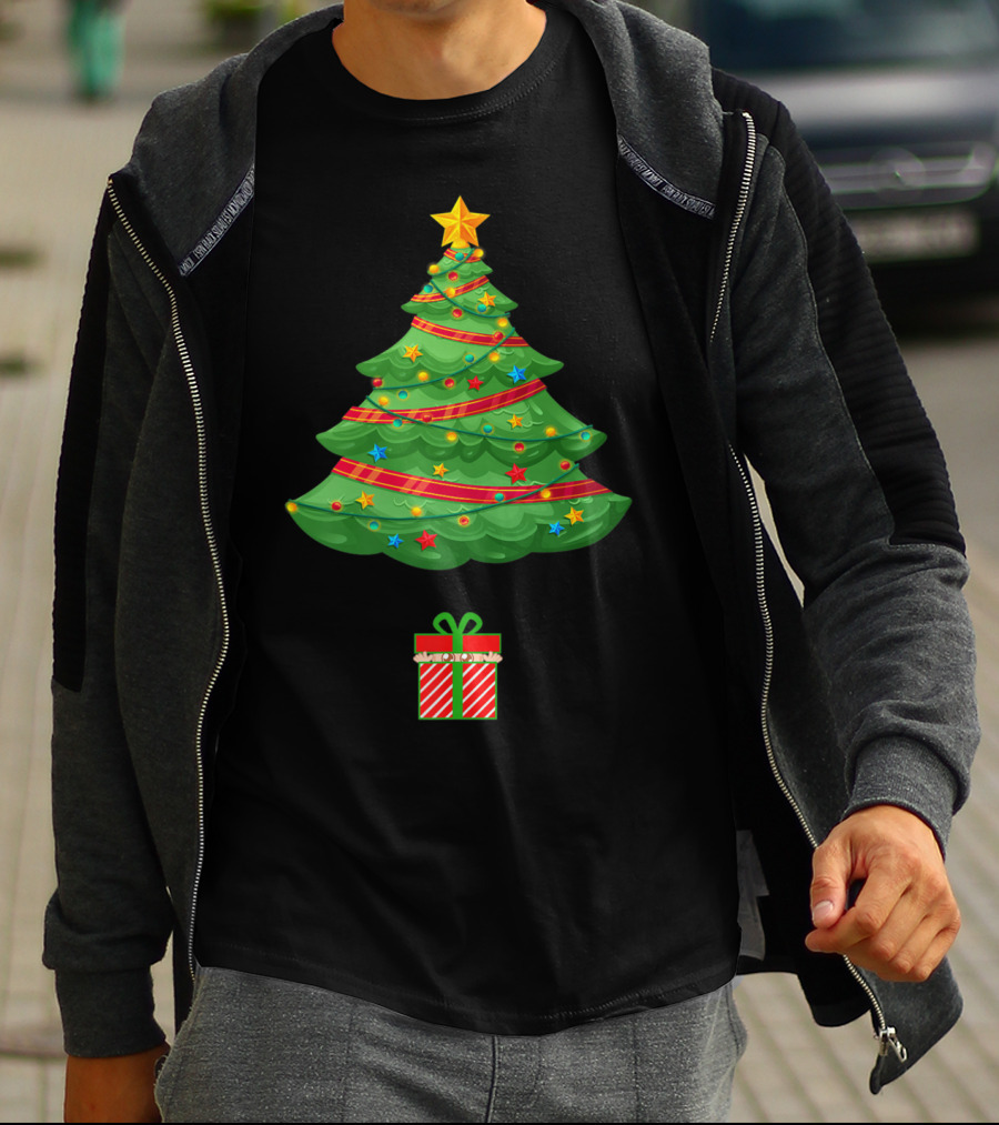 Christmas Tree Present Expecting Mom Baby Announcement T-Shirt