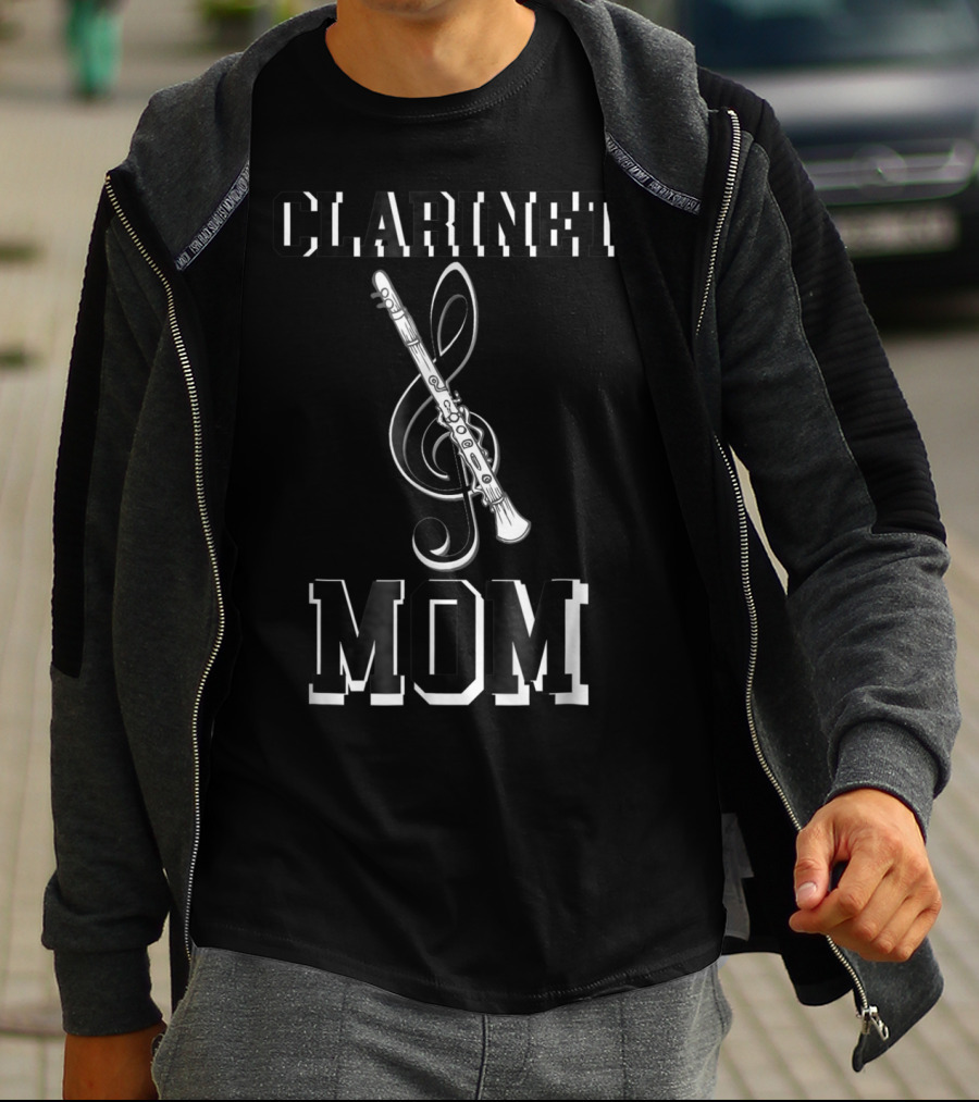 Clarinet Mom Marching Band Instrument School Clef T-Shirt