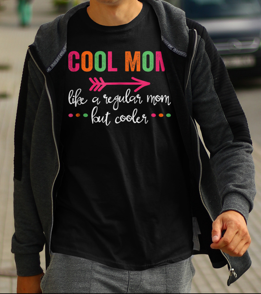 Cool Mom Like A Regular Mom But Cooler Arrow Text Colorful Dots T-Shirt