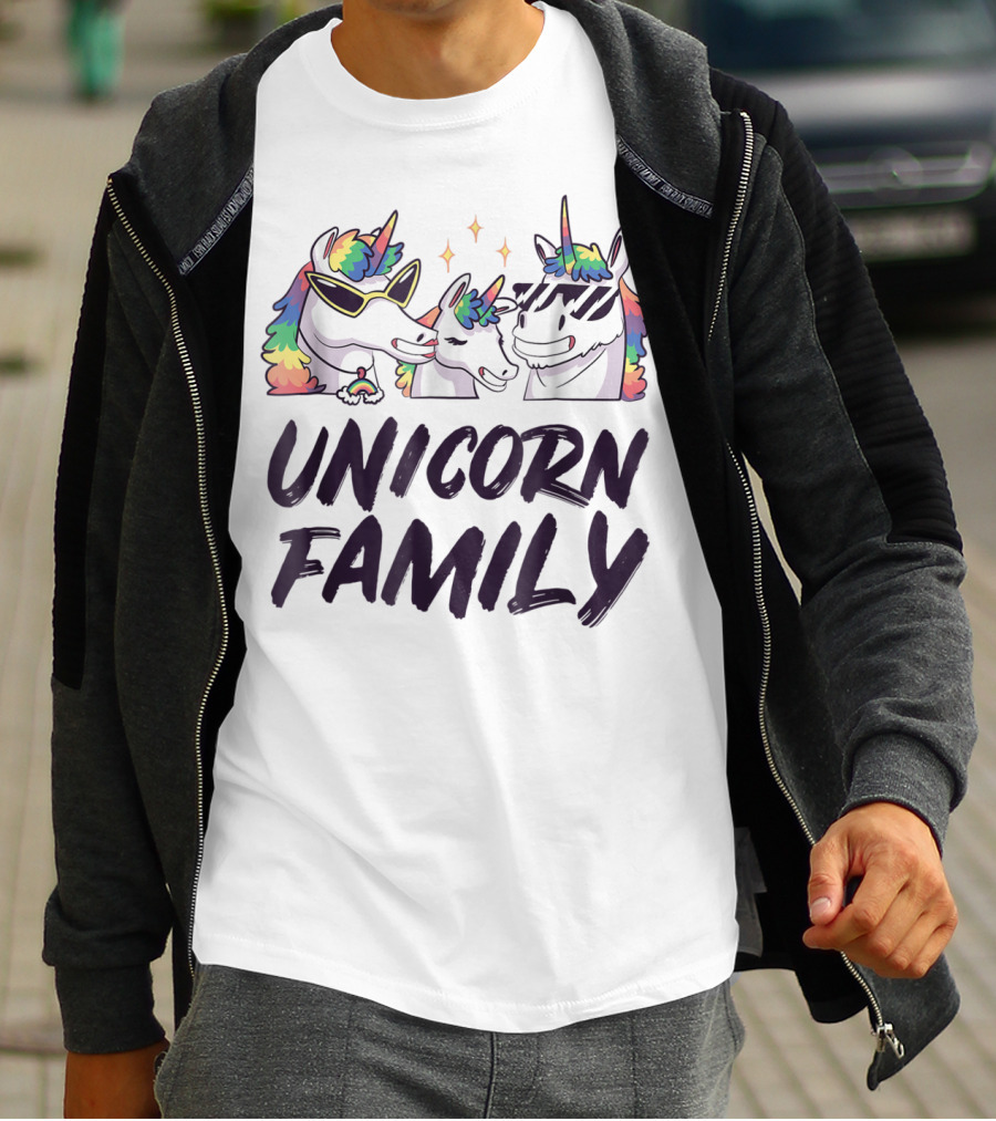 Cool Unicorn Family Colorful Son Daughter T-Shirt