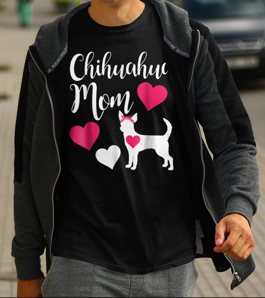 Chihuahua Mom Heart Love Bow Chihuahua Owner T-Shirt
