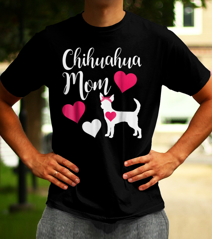 Chihuahua Mom Heart Love Bow Chihuahua Owner T-Shirt