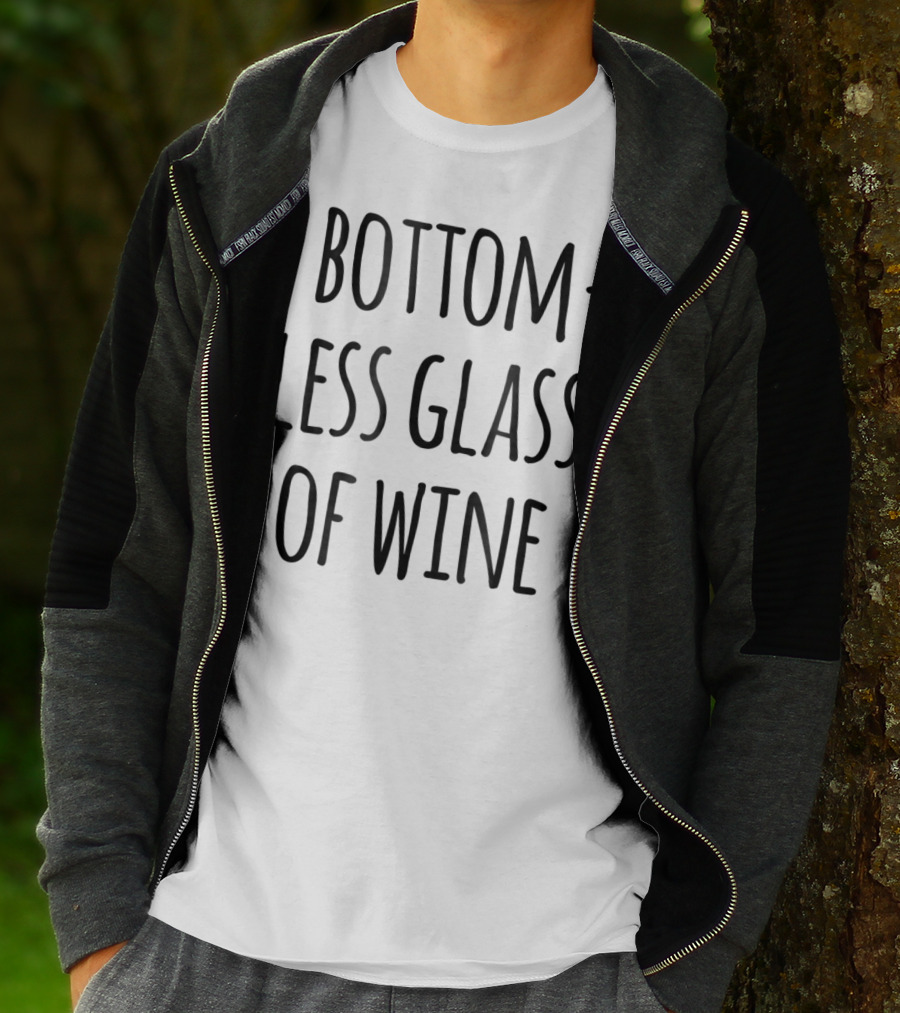 Bottomless Glass Of Wine Funny Cute Family Outfits Mom Matching Clothes T-Shirt