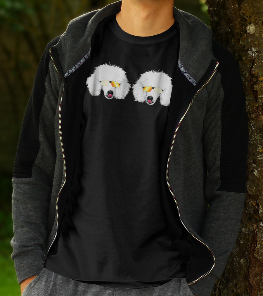 Cute Poodle White Poodle Sunglasses Fluffy Twins T-Shirt