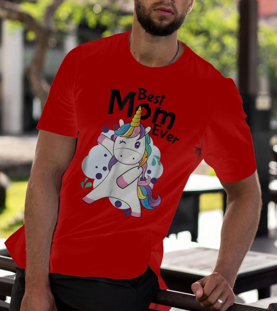 Best Mom Ever Cute Rainbow Unicorn Birthday T-Shirt