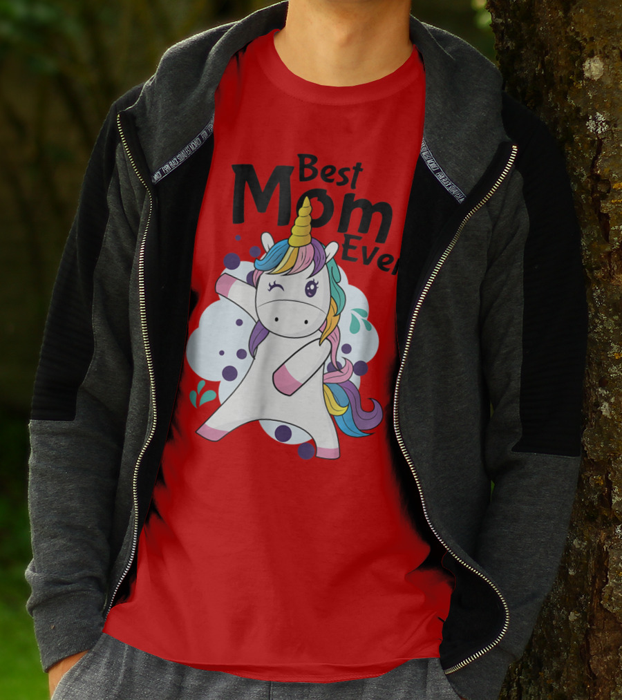 Best Mom Ever Cute Rainbow Unicorn Birthday T-Shirt