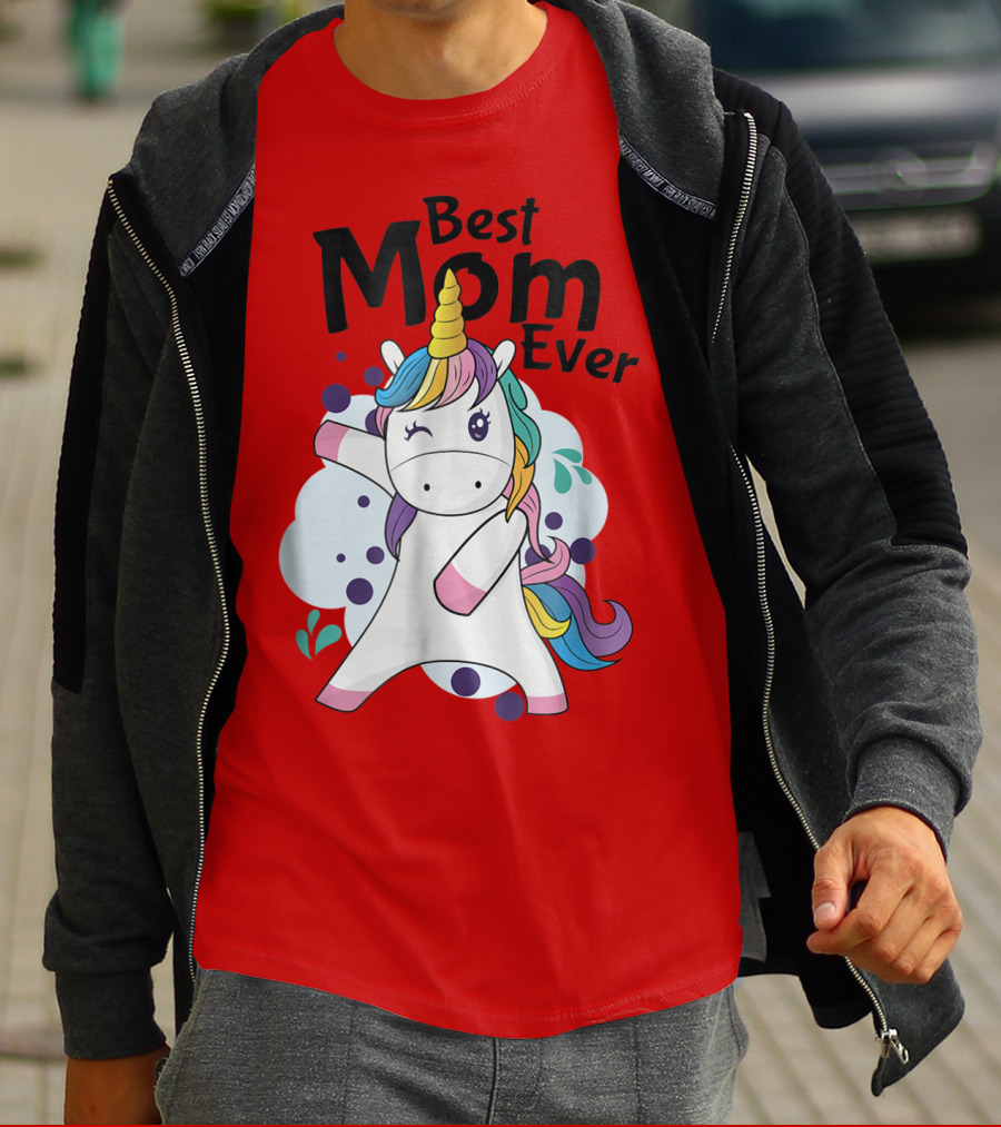 Best Mom Ever Cute Rainbow Unicorn Birthday T-Shirt