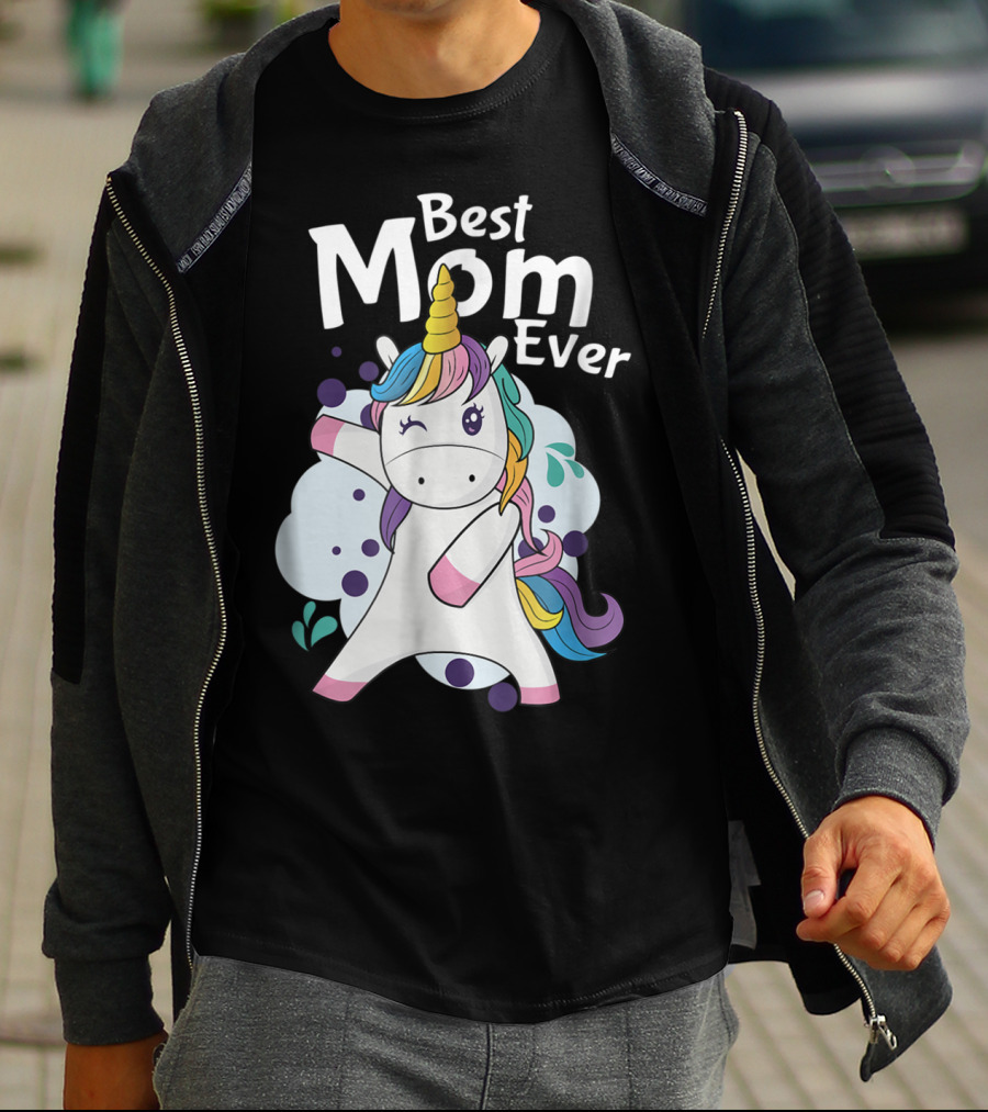 Best Mom Ever Cute Dancing Rainbow Unicorn T-Shirt