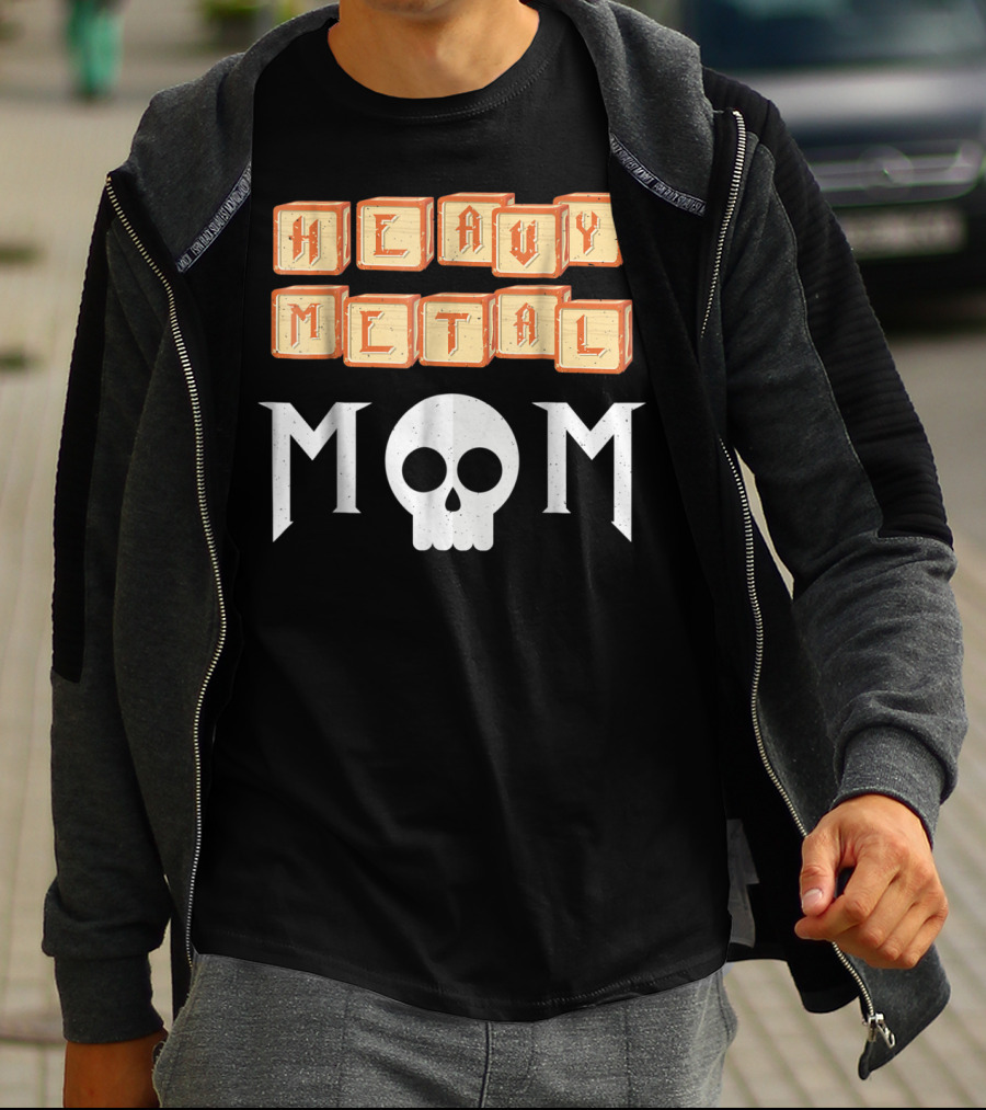 Heavy Metal Mom Skull Block Letters T-Shirt
