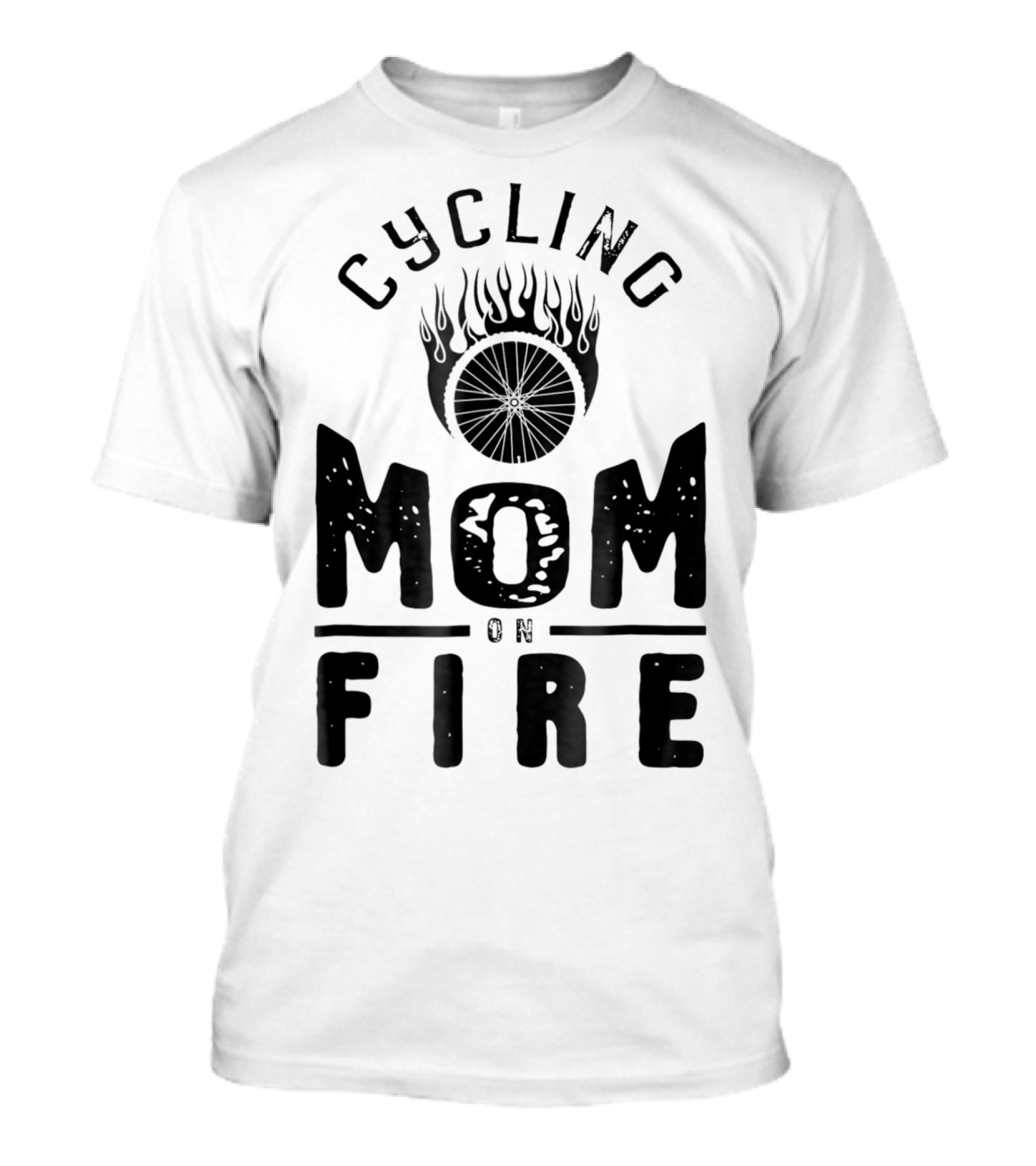 Cycling Mom On Fire Wheel Flames Sports Fan T-Shirt