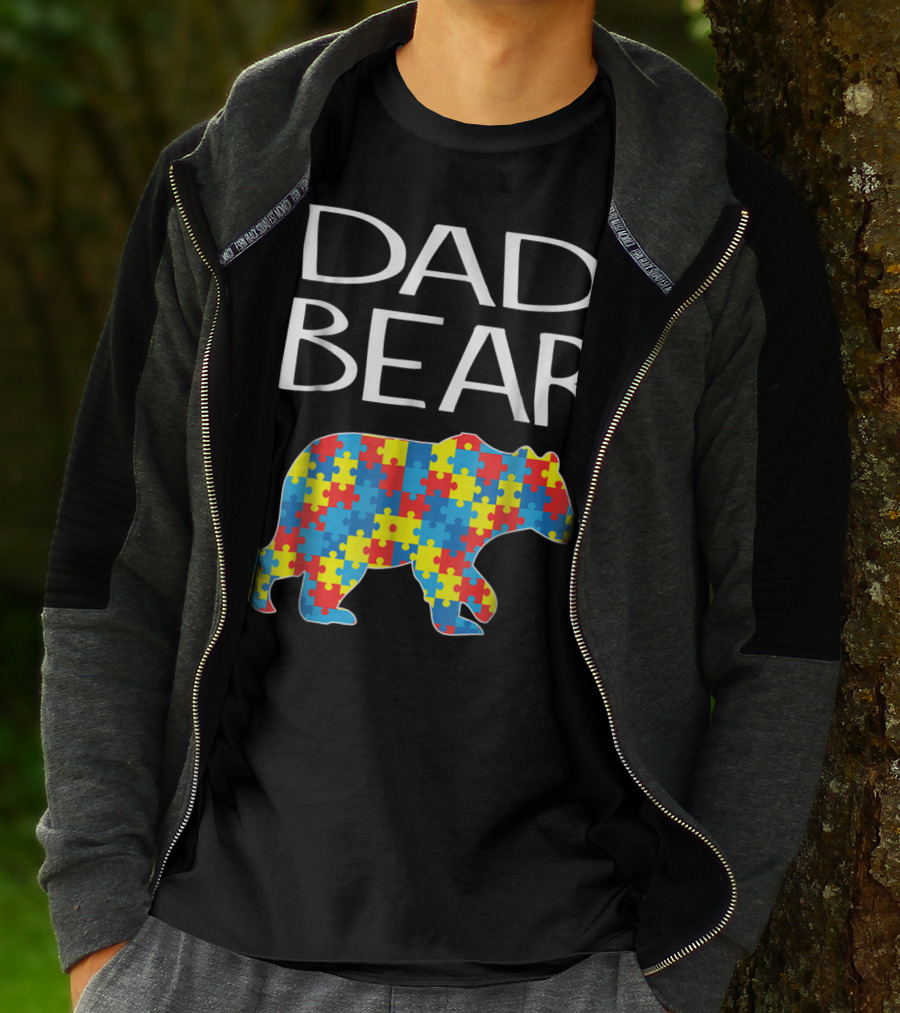 Dad Bear Autism Puzzle T-Shirt