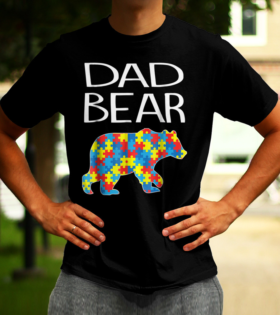 Dad Bear Autism Puzzle T-Shirt