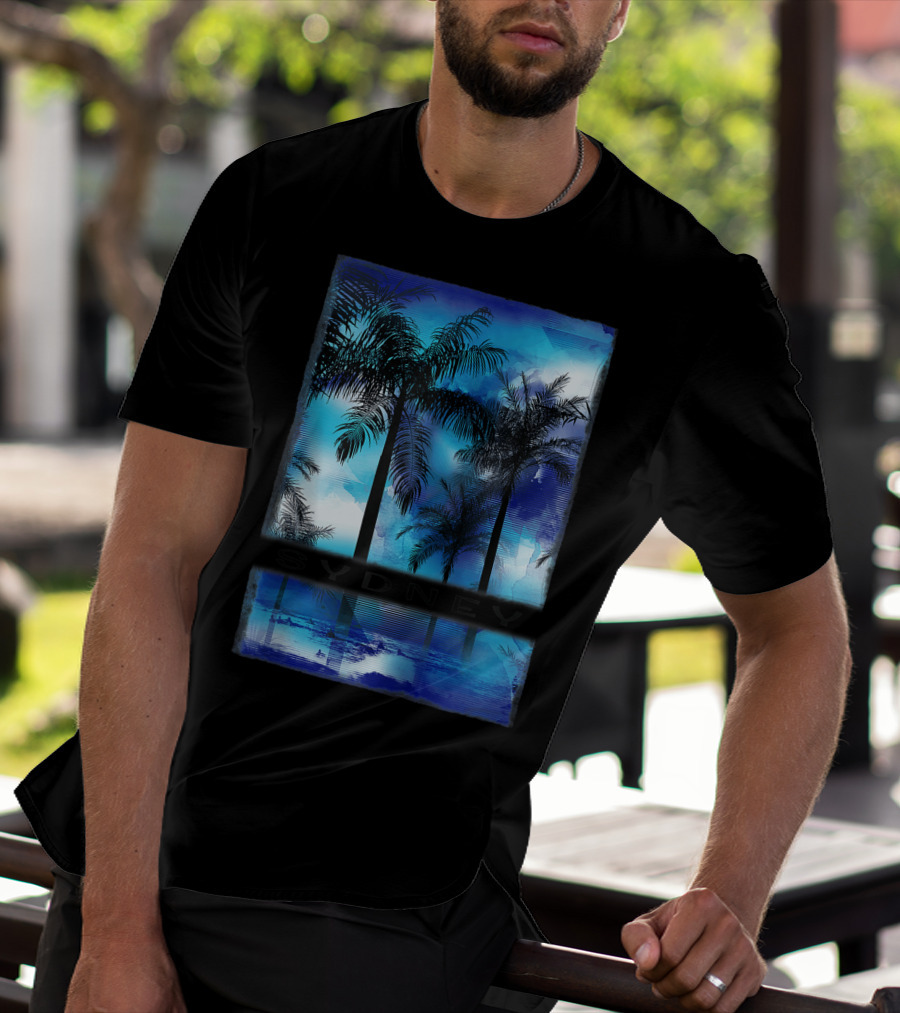 Sydney Australia Beach Palm Reflection Skyline T-Shirt