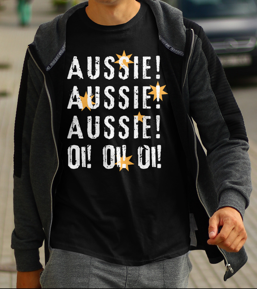 Aussie Aussie Aussie Oi Oi Oi Chant With Southern Cross Stars T-Shirt