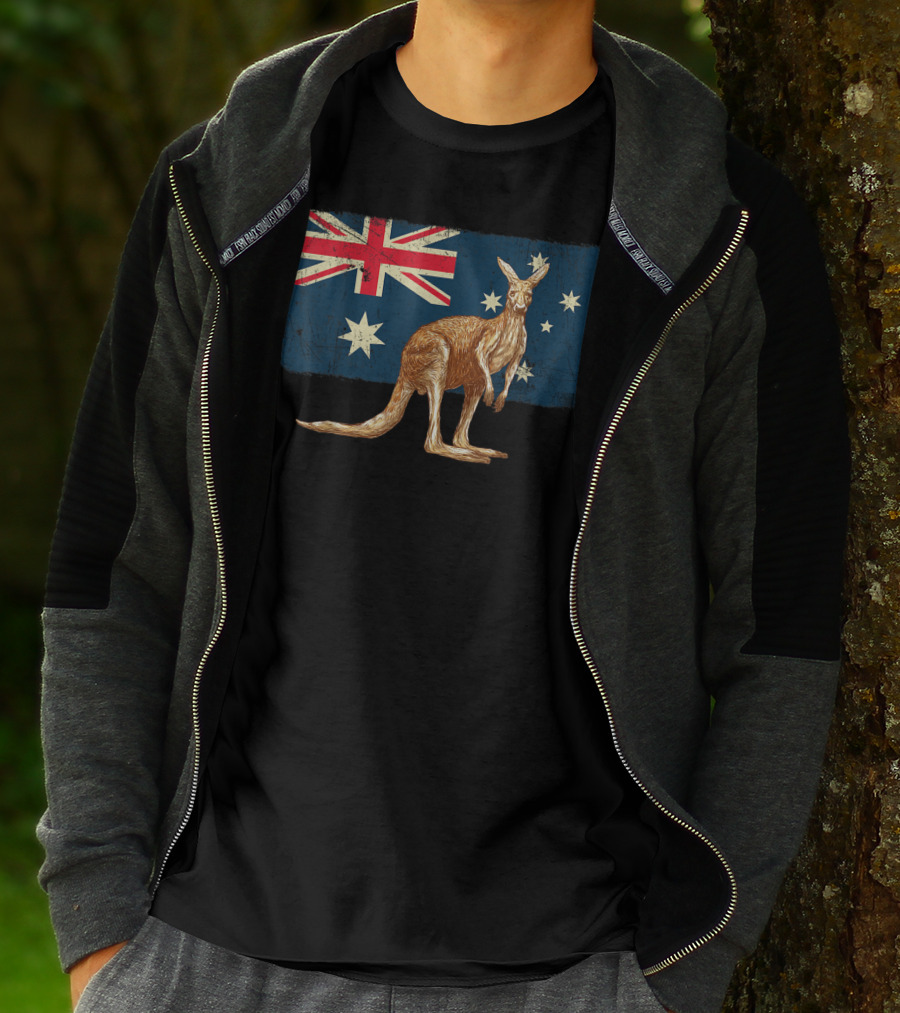Australia Day Kangaroo With Australian Flag T-Shirt
