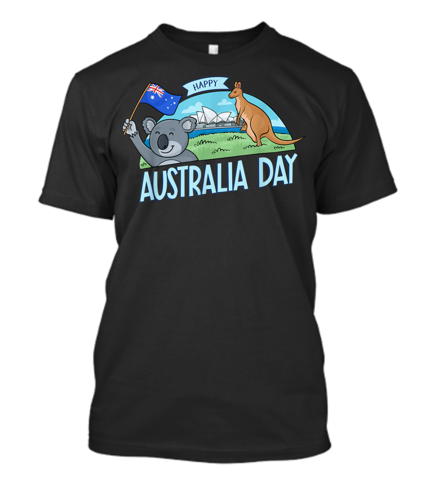 Happy Australia Day Koala Bear And Kangaroo With Australian Flag T-Shirt