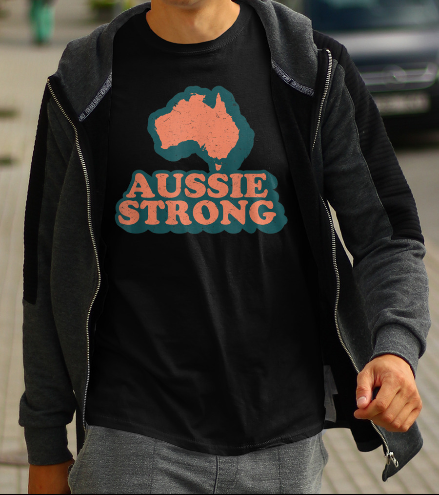 Aussie Strong Retro Support Australia Map T-Shirt