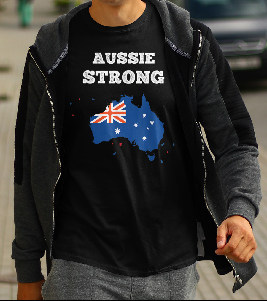 Aussie Strong Australian Flag Map Support Australia T-Shirt