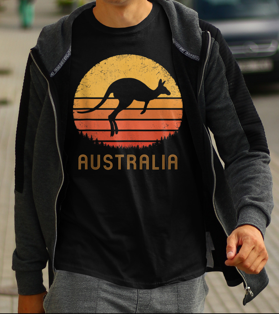 Australia Kangaroo Vintage Outback Sunset T-Shirt