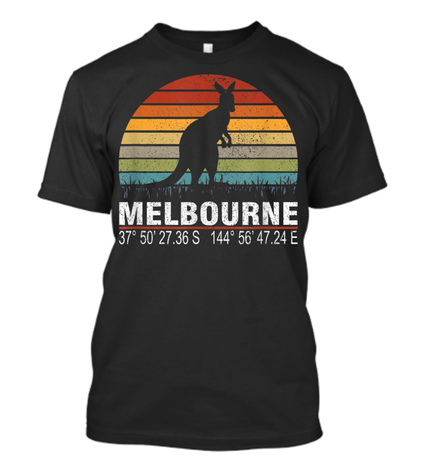 Melbourne Kangaroo Retro Sun 37°50'27.36S 144°56'47.24E T-Shirt