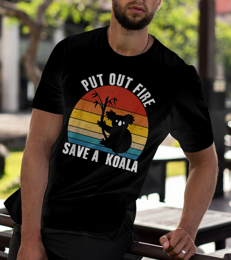 Vintage Put Out Fire Save A Koala Retro Sunset T-Shirt