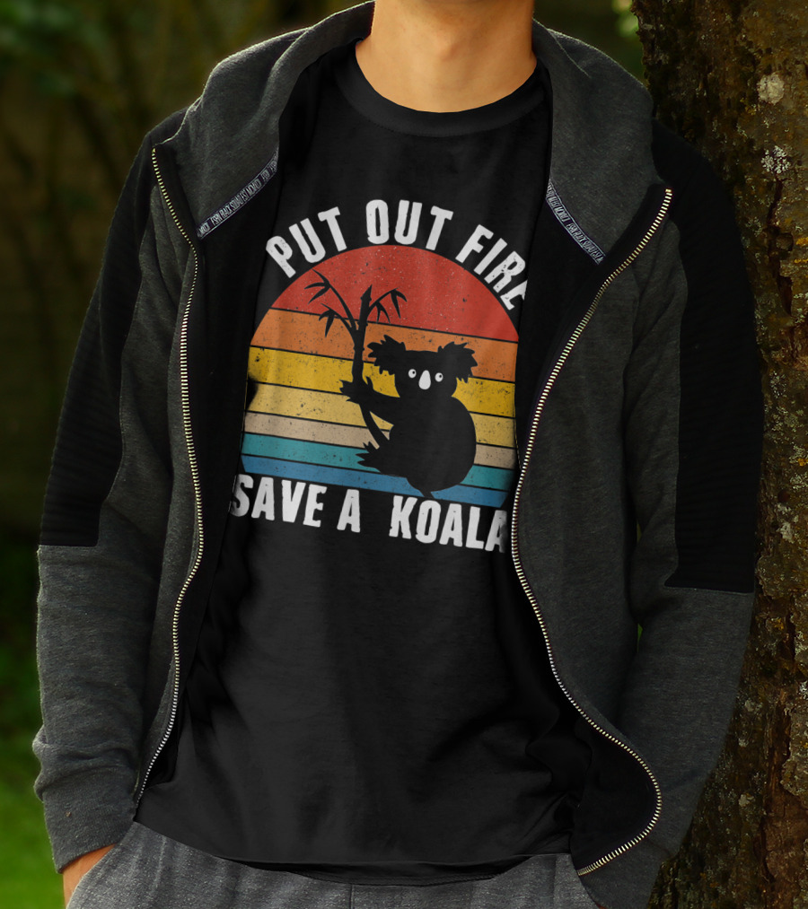 Vintage Put Out Fire Save A Koala Retro Sunset T-Shirt