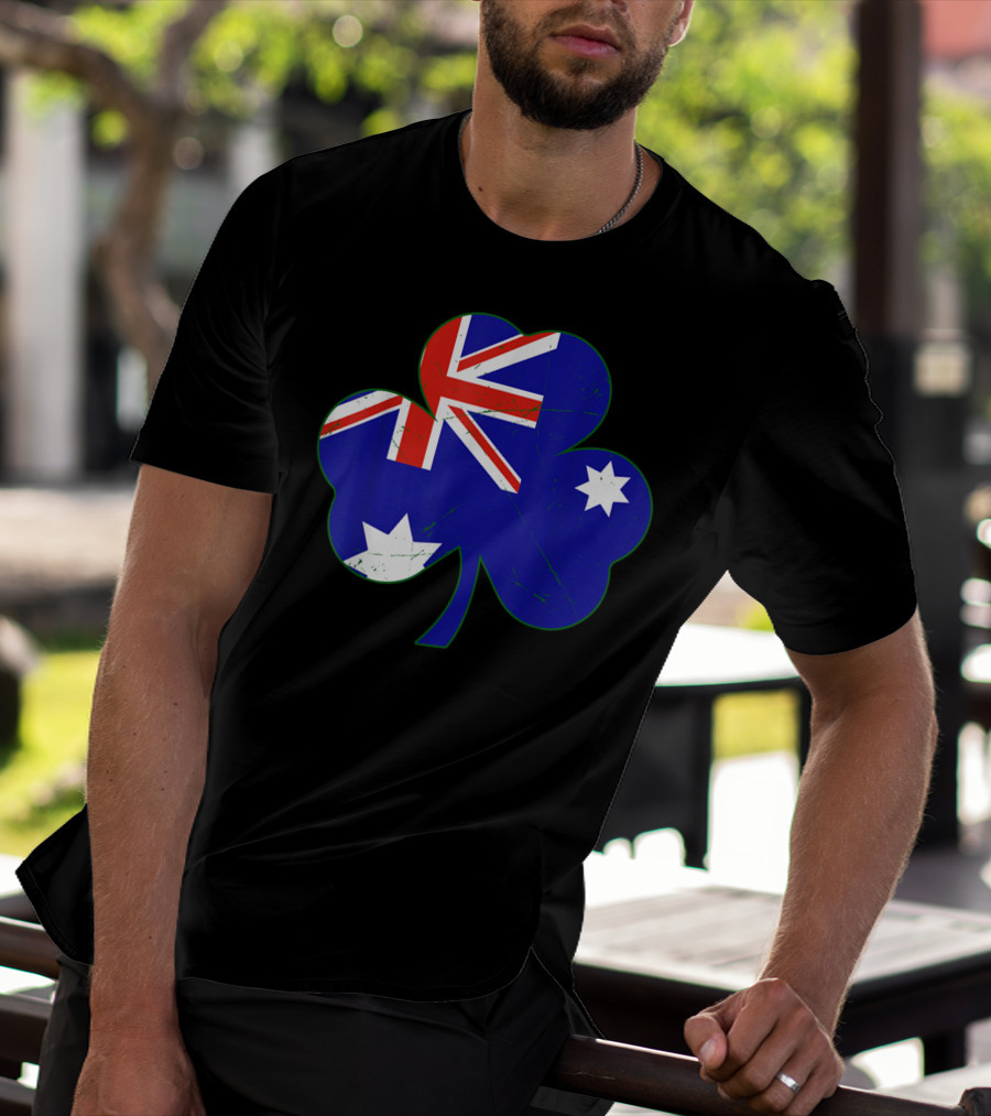 Australia Flag Irish Shamrock Emblem T-Shirt