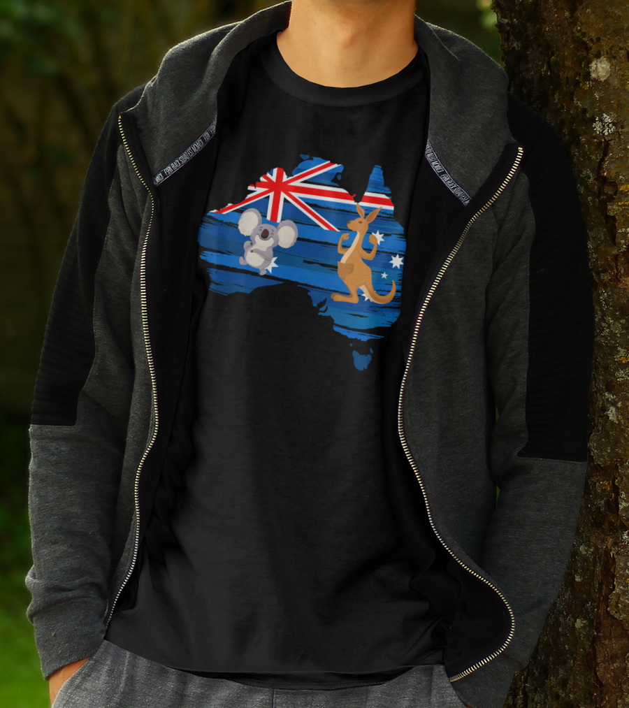 Koala Kangaroo Australia Flag Map Celebrate T-Shirt