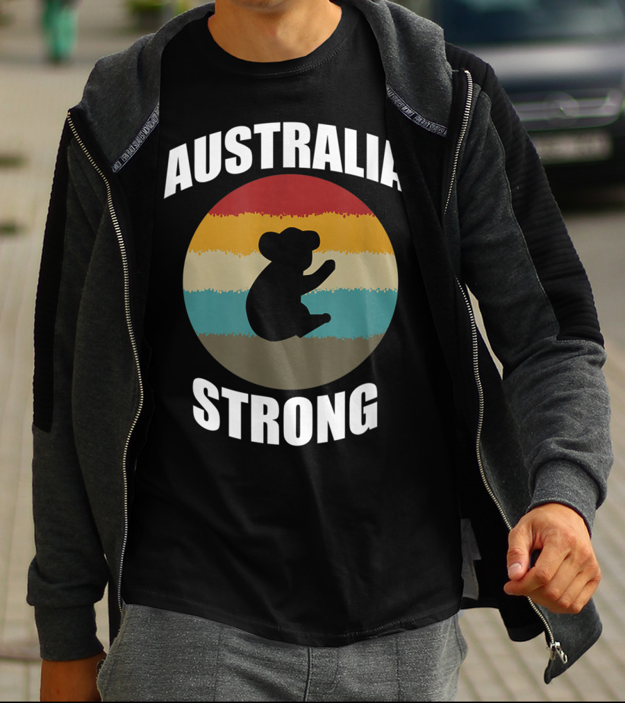 Australia Strong Koala Bear Retro Circle T-Shirt