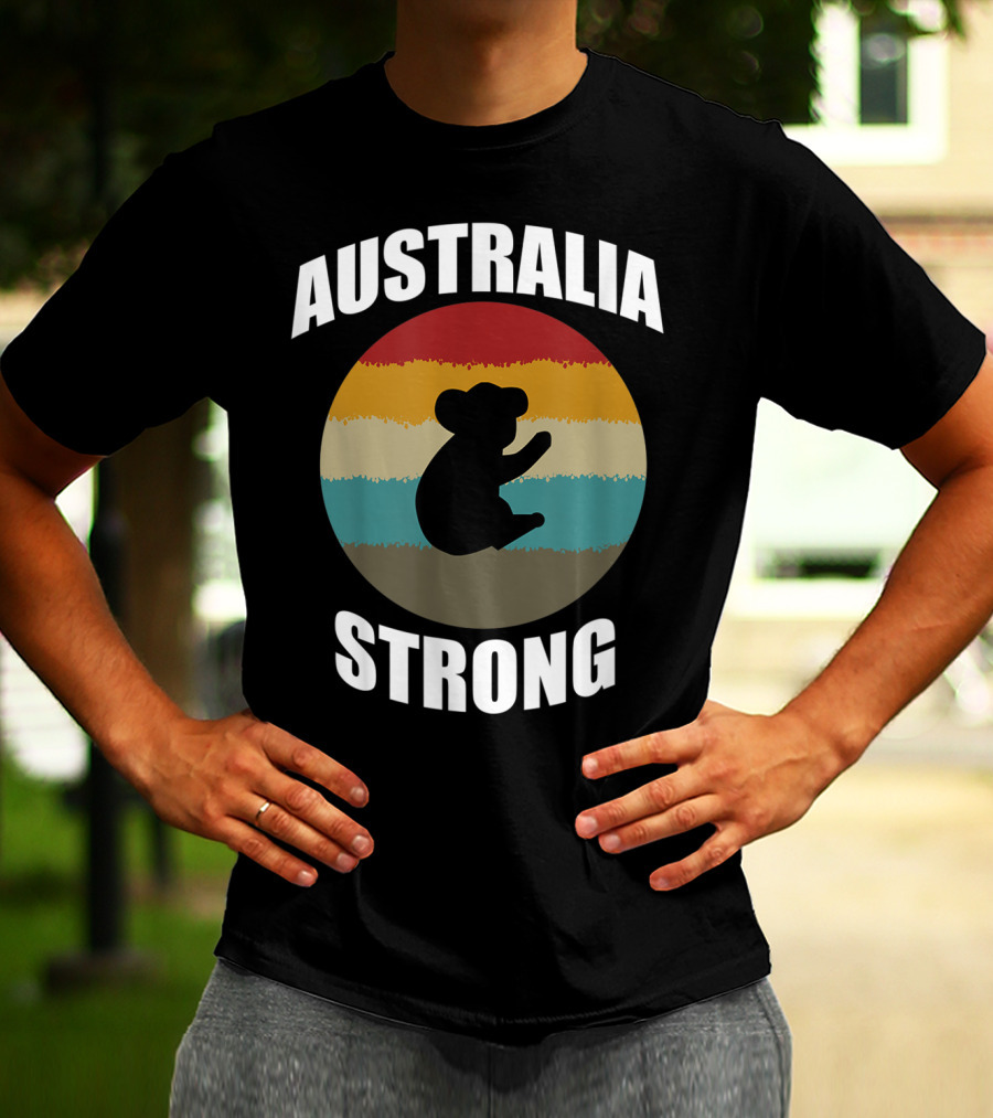 Australia Strong Koala Bear Retro Circle T-Shirt