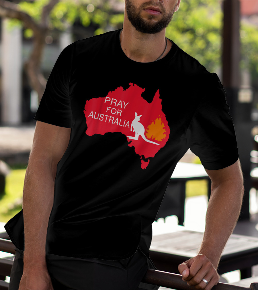 Pray For Australia Kangaroo Fire Map T-Shirt