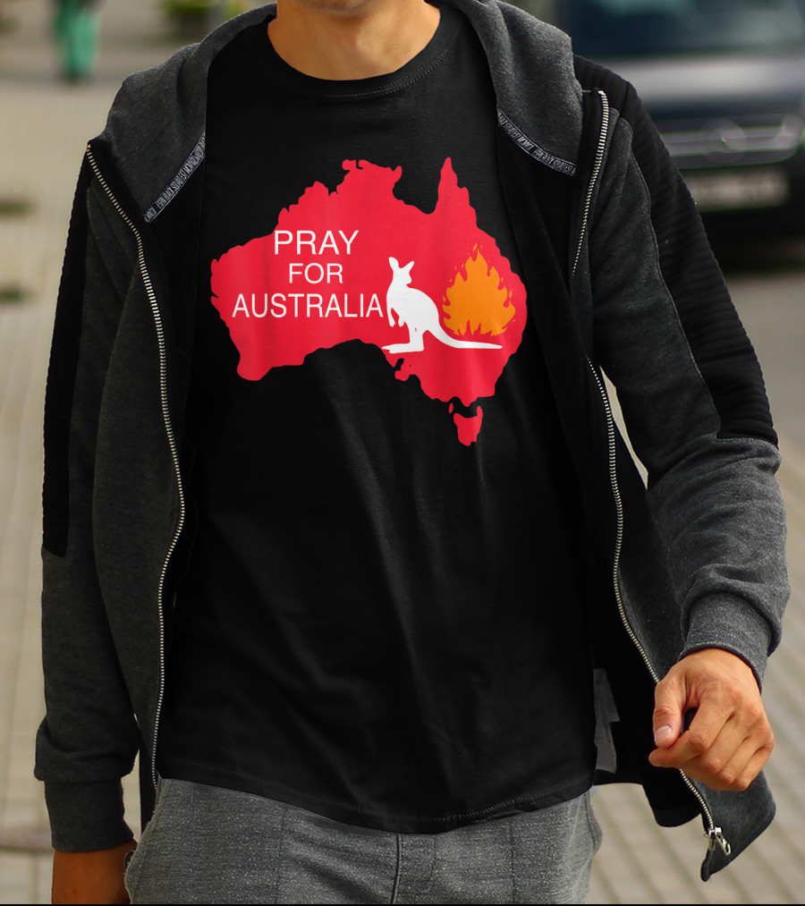 Pray For Australia Kangaroo Fire Map T-Shirt