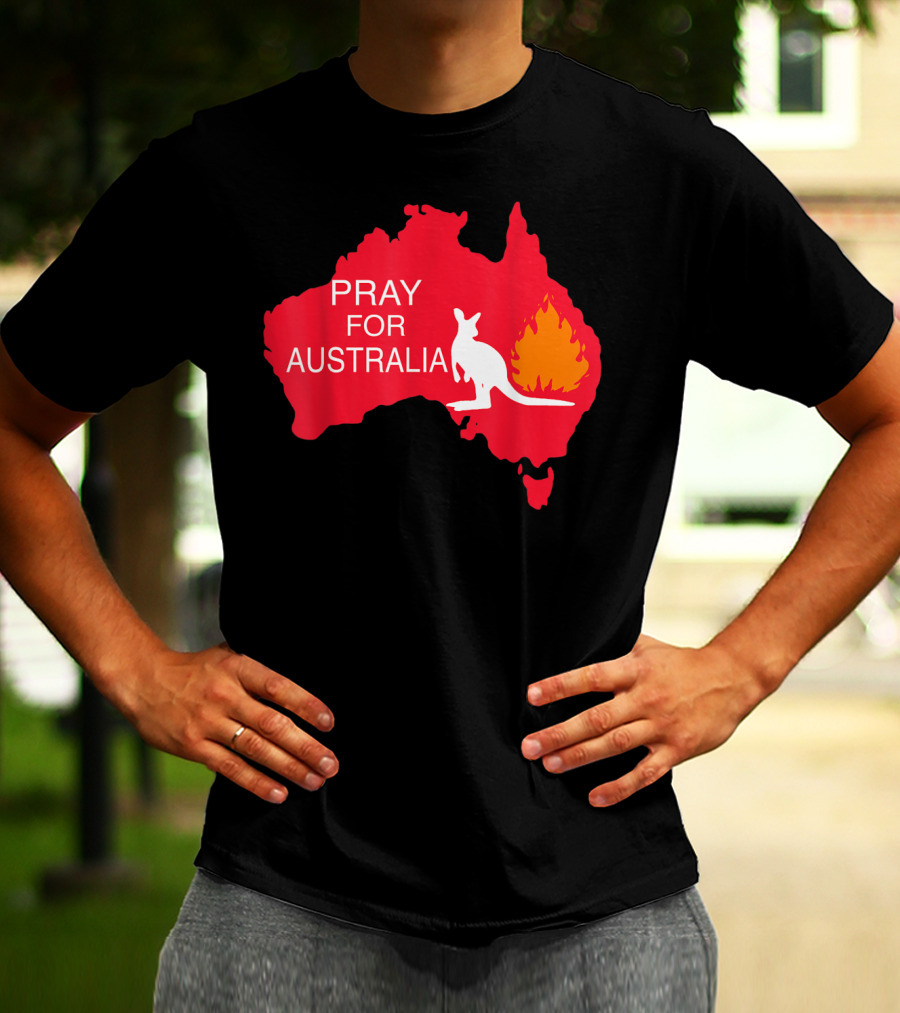 Pray For Australia Kangaroo Fire Map T-Shirt
