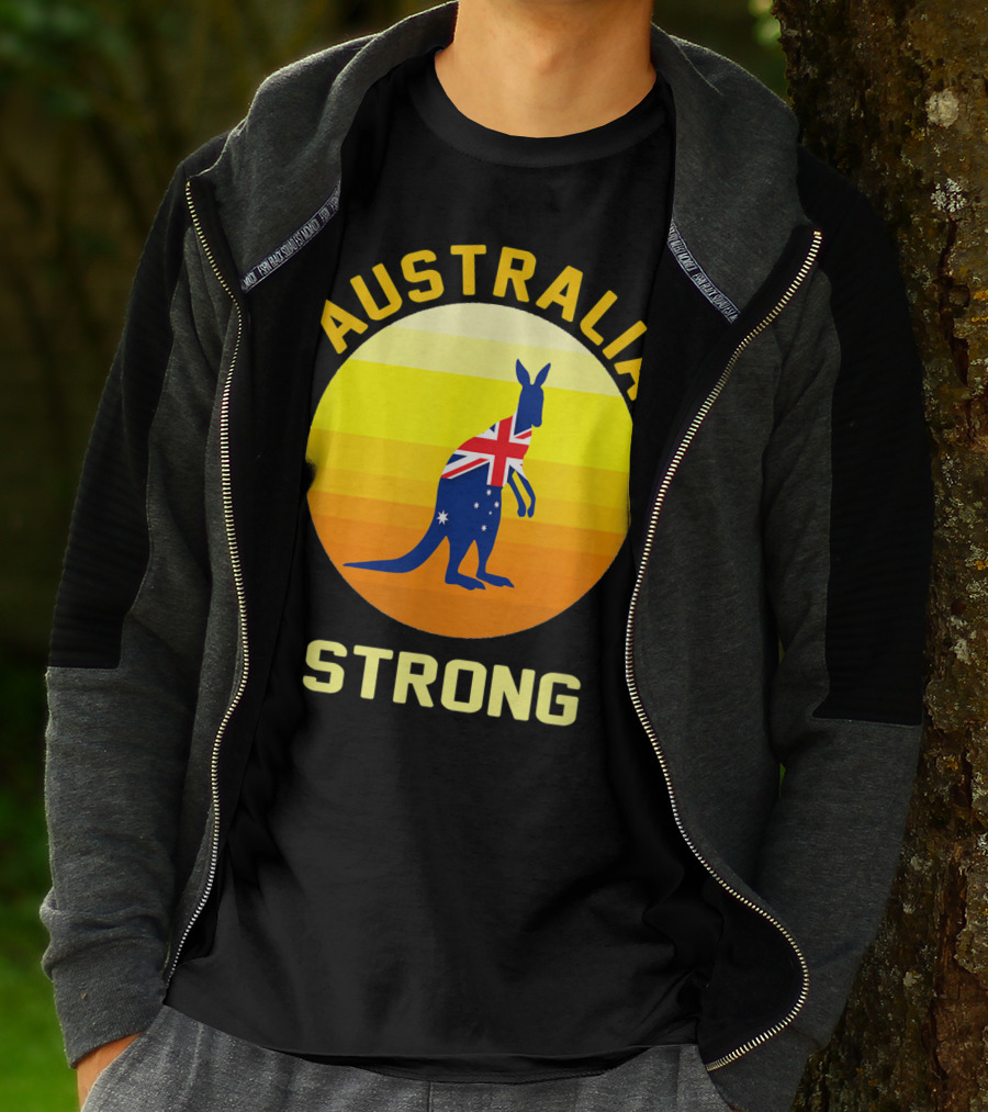 Australia Strong Retro Sun Kangaroo Flag T-Shirt