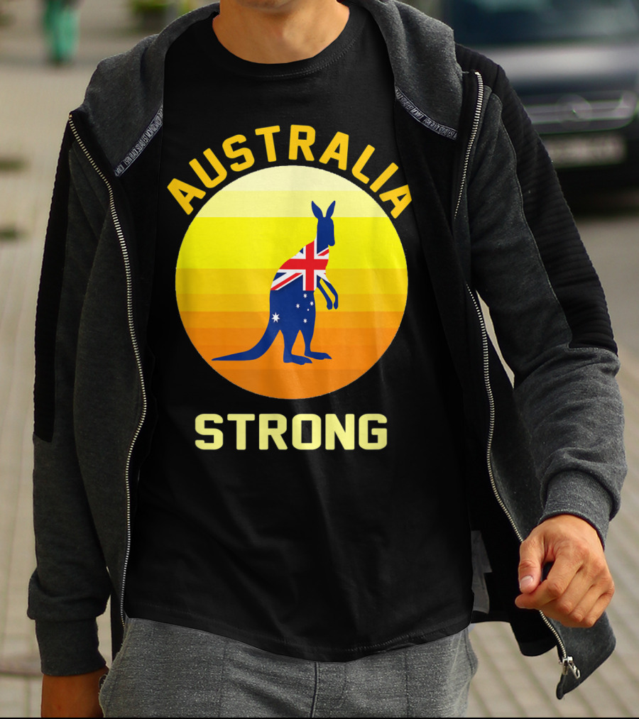 Australia Strong Retro Sun Kangaroo Flag T-Shirt