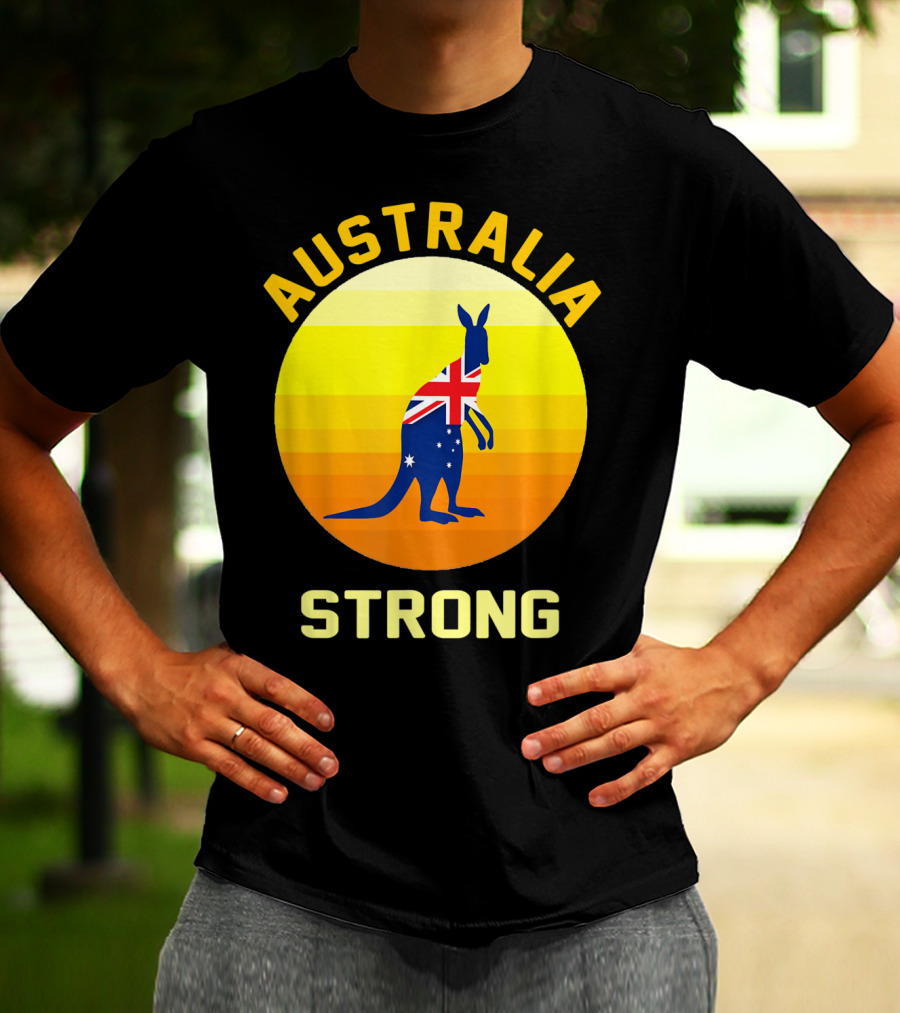 Australia Strong Retro Sun Kangaroo Flag T-Shirt