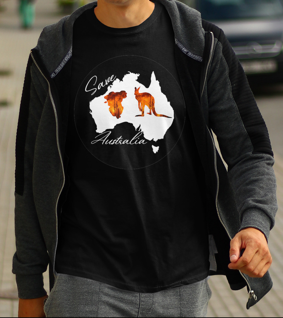 Save Australia Kangaroo And Koala Silhouette Forest Protection T-Shirt