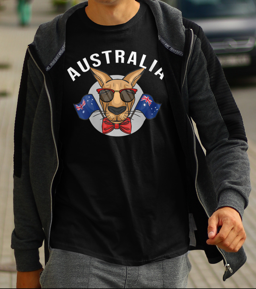 Australia Kangaroo Sunglasses Flags T-Shirt