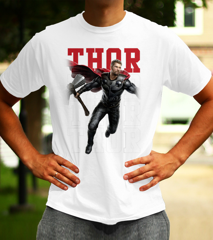 Marvel Avengers Endgame Thor Text Overlay Pose T-Shirt
