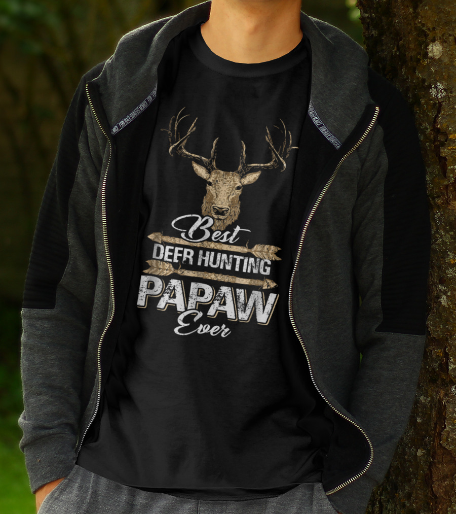Best Deer Hunting Papaw Ever Father's Day Gift Idea Stag Head T-Shirt