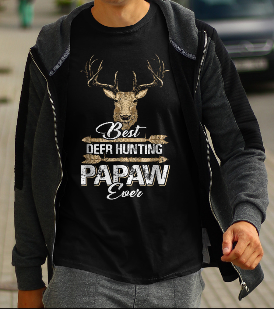 Best Deer Hunting Papaw Ever Father's Day Gift Idea Stag Head T-Shirt