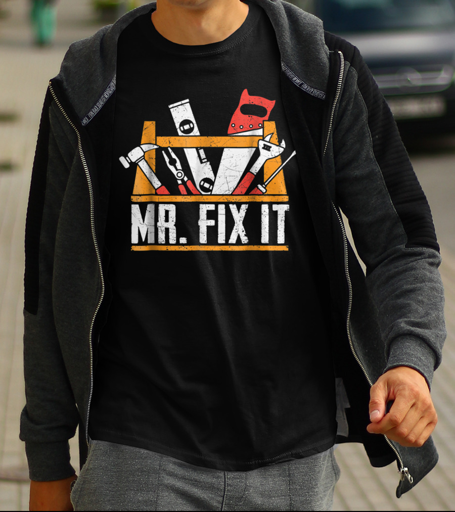 Father's Day Mr Fix It Funny Dad Papa Tool Kit T-Shirt