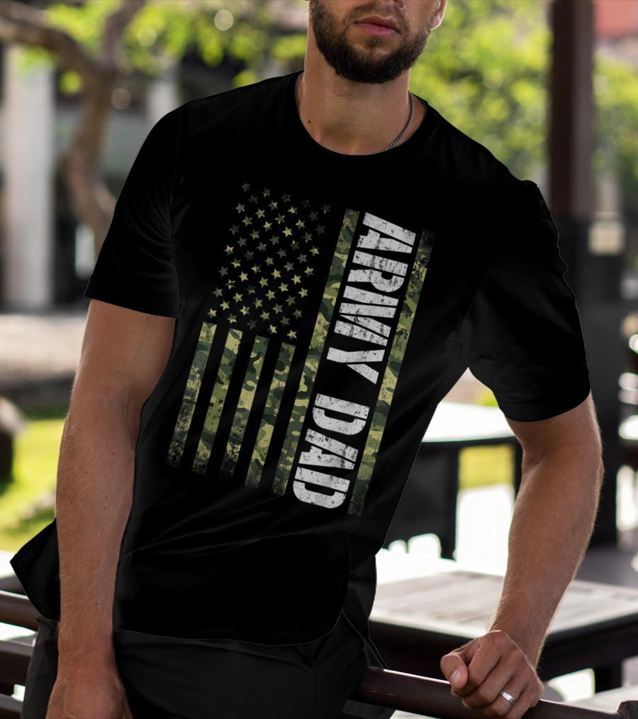 USA Camo Flag Army Dad T-Shirt
