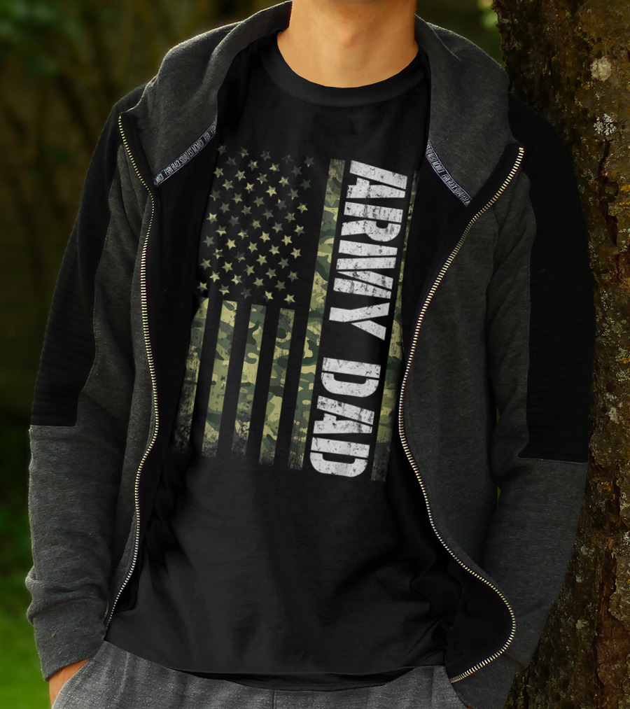 USA Camo Flag Army Dad T-Shirt