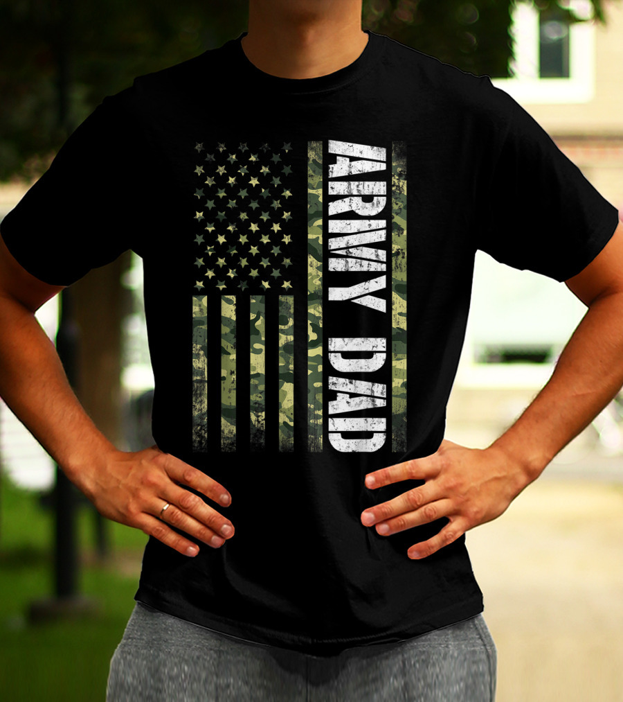USA Camo Flag Army Dad T-Shirt