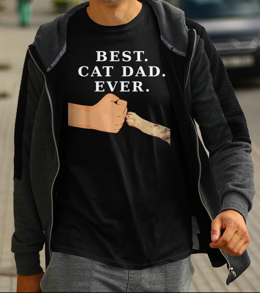 Best Cat Dad Ever Kitty Paw Fist Bump T-Shirt