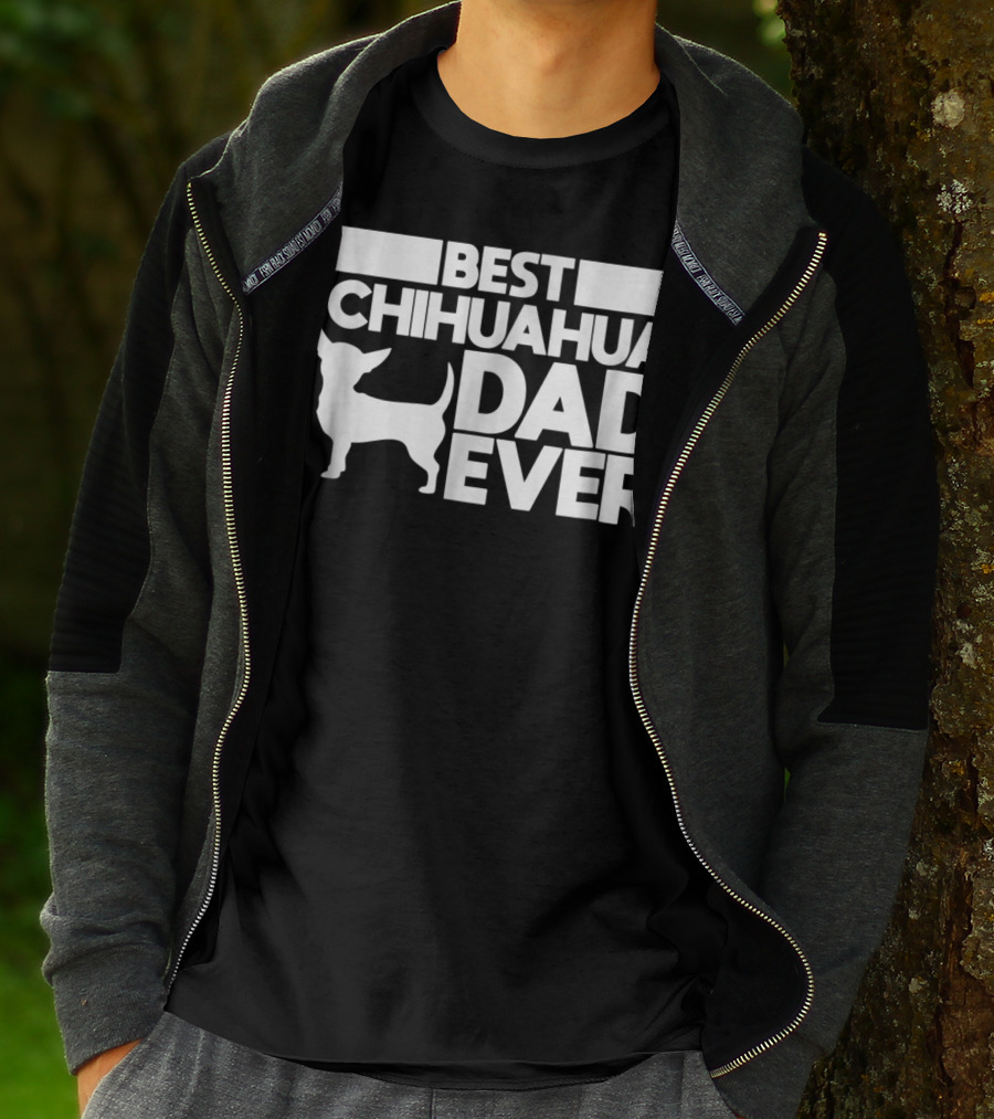 Best Chihuahua Dad Ever With Silhouette Dog Father T-Shirt