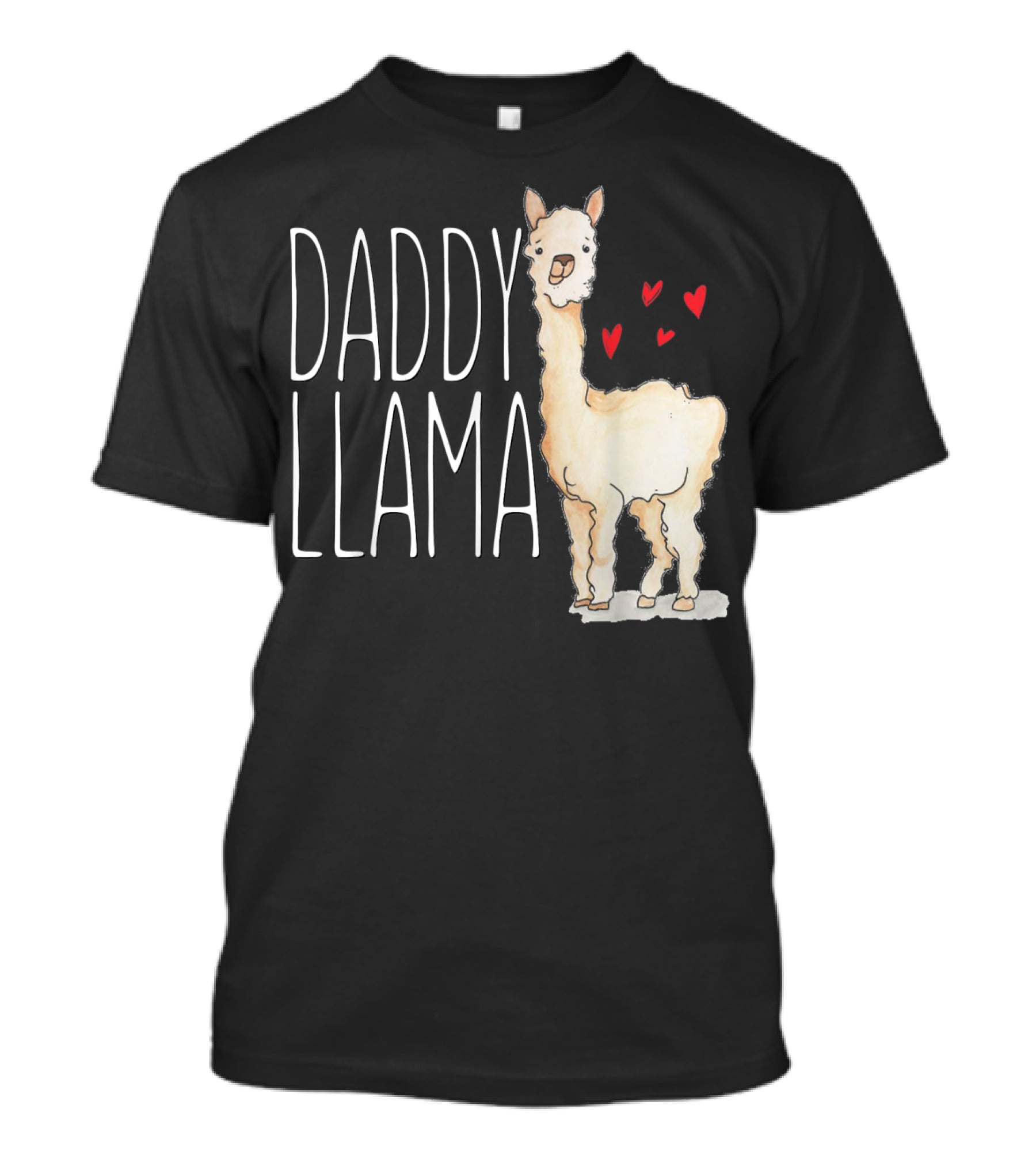 Daddy Llama Funny Matching Family Tribe Dad Hearts T-Shirt