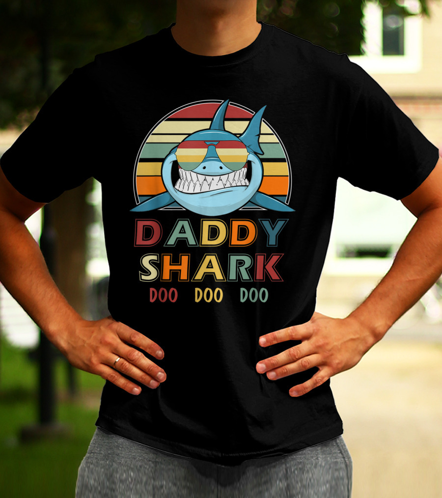 Daddy Shark Doo Doo Doo Retro Vintage T-Shirt